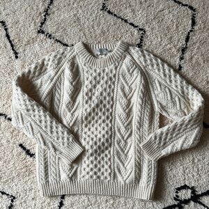 Blarney Woolen Mills Cream Cable Knit Irish Wool Sweater